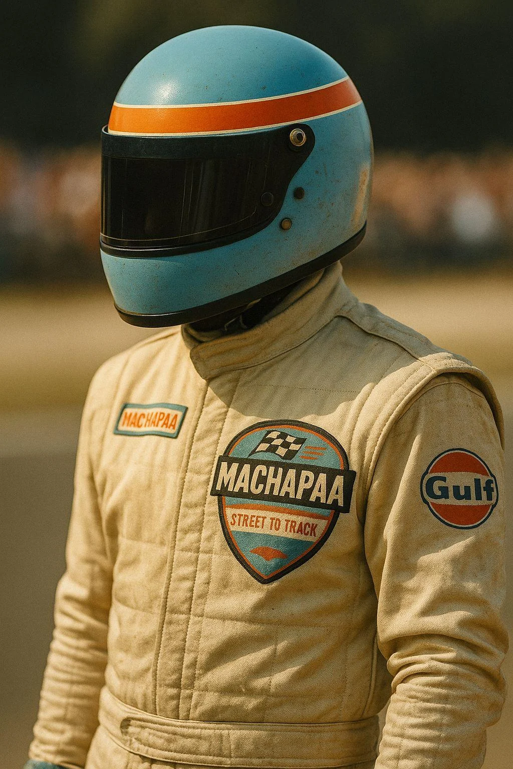Machapaa racing suit and helmet